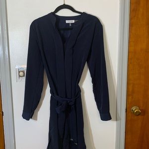 Calvin Klein navy long sleeve dress with belt